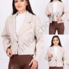 Palton scurt de dama din casmir eco cu captuseala-latte cod 8386-4
