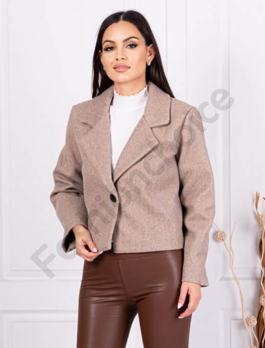 Palton scurt de dama din casmir eco cu captuseala-moca cod 8386-5