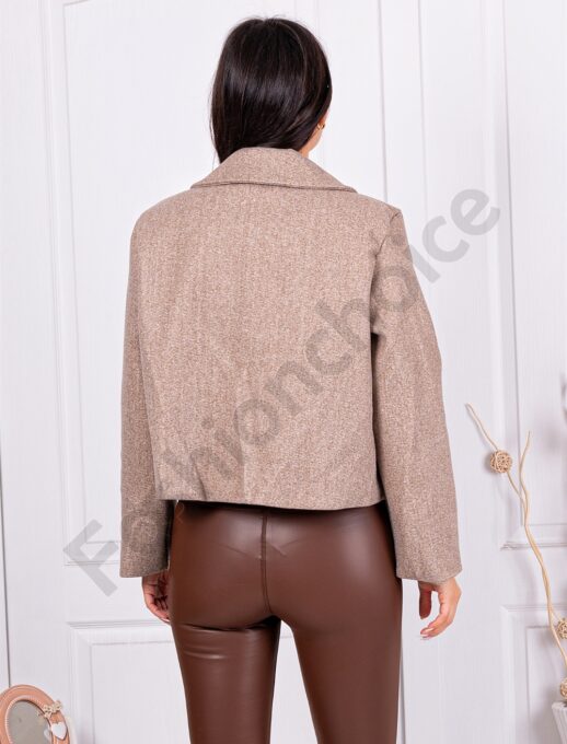 Palton scurt de dama din casmir eco cu captuseala-moca cod 8386-5