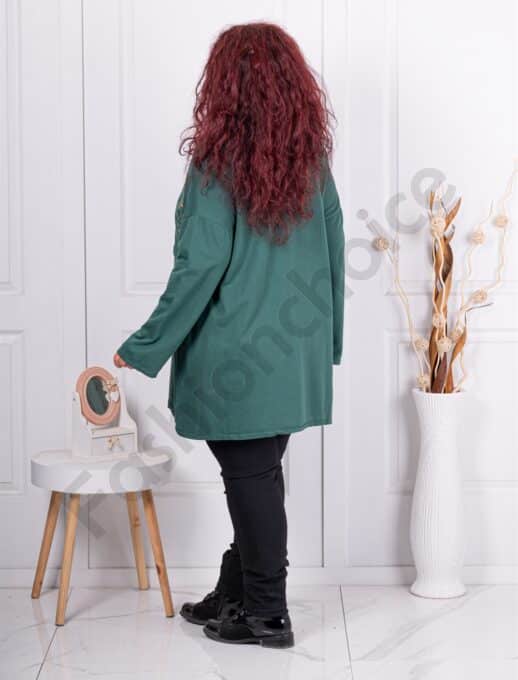Tunica maxi cu imprimeu stropi aurii-verde masliniu cod 83276-3