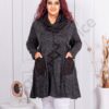 Tunica maxi din tricotaj finut cu esarfa multicolor-negru melanj cod 9504