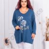 Tunica maxi din tricotaj finut cu print auriu-petrol cod 12781-3