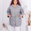 Jacheta maxi din material gros cu gluga-gri inchis melanj cod 24964-3