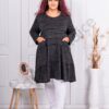 Tunica maxi lunga din tricotaj finut cu buzunare-negru melanj cod 12488
