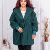 Jacheta maxi din bucle cu inchidere interesanta-verde masliniu cod 1763-3