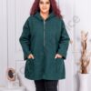 Jacheta maxi groasa din bucle cu gluga-verde masliniu cod 1854-3