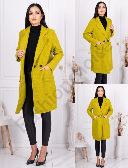 Palton elegant din bucle-lime cod 5187-18