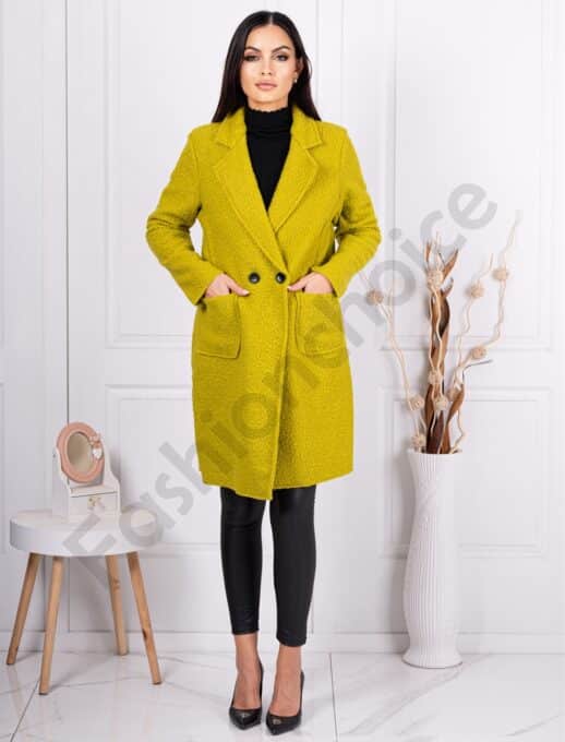 Palton elegant din bucle-lime cod 5187-18