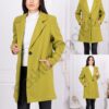 Palton de dama din casmir eco cu captuseala-lime cod 5097-3