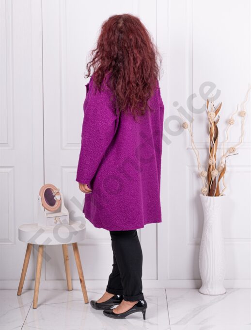 Palton maxi elegant din bucle-magenta cod 1748-6