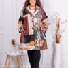 Palton maxi in clos cu print de arta-culori pastelate cod 91956-4
