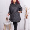 Geaca maxi din fas cu design asimetric-negru cod 39062