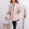 Geaca maxi din fas cu design asimetric-capucino cod 39062-1
