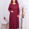 Rochie maxi in clos din angora+cadou colier-bordo cod 6085А-1