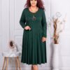 Rochie eleganta maxi in clos din angora+cadou colier-verde masliniu cod 24350-4