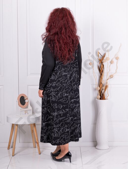 Rochie maxi eleganta din material gros si imprimeu abstract cod 824-1