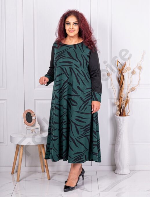Rochie maxi eleganta din material gros-verde masliniu cod 824