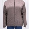 Cardigan maxi tricotat in doua culori cu fermoar-cafea cod 491-2