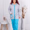 Pijama maxi cu imprimeu buline-albastru cod 11104-1