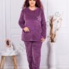 Compleu maxi de casa de lux din plus cu broderie-lila cod 51575-2