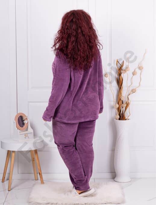 Compleu maxi de casa de lux din plus cu broderie-lila cod 51575-2