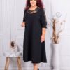 Rochie maxi in clos cu dantela elastica-negru cod 24345