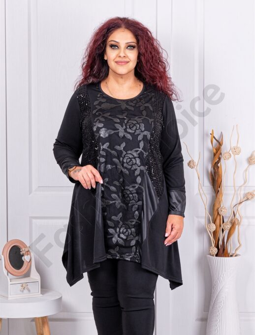 Tunica maxi in clos cu trandafiri elegante si elemente din plasa-cod 24780