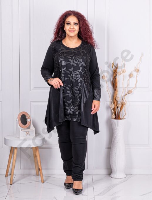 Tunica maxi in clos cu trandafiri elegante si elemente din plasa-cod 24780
