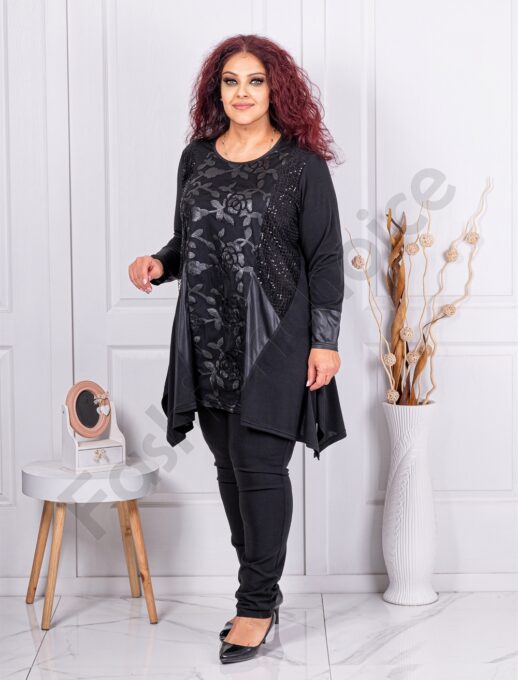 Tunica maxi in clos cu trandafiri elegante si elemente din plasa-cod 24780