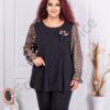 Tunica maxi eleganta cu maneci cochete din sifon cu buline-cod 22062