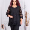 Tunica eleganta maxi cu maneci din tull cu trandafiri-cod 1347