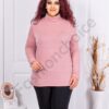 Bluza maxi cu guler inalt-roz cenusiu cod 1002-12