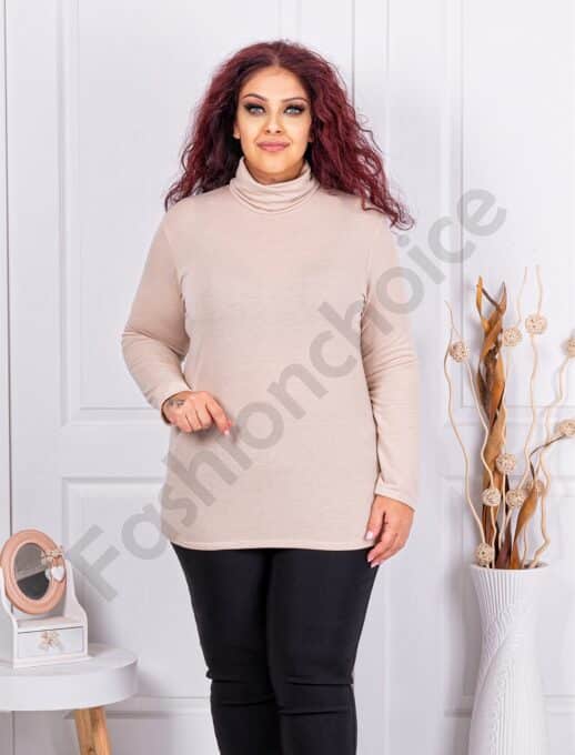 Bluza maxi cu guler inalt-capucino cod 1002-13