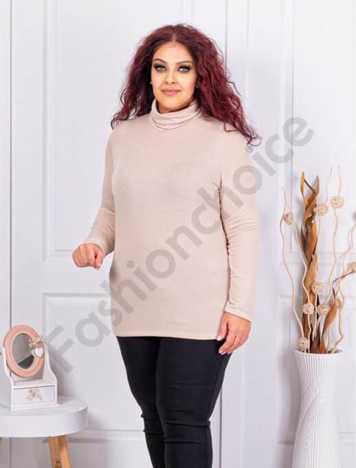 Bluza maxi cu guler inalt-capucino cod 1002-13