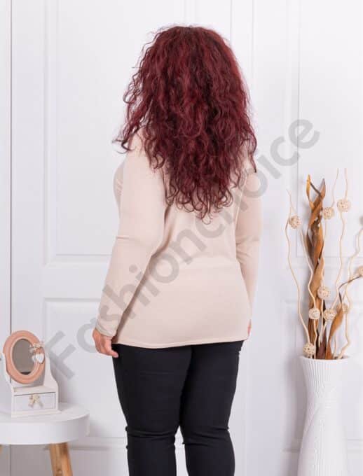 Bluza maxi cu guler inalt-capucino cod 1002-13