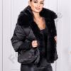 Geaca de dama pentru iarna cu guler din blana eco-negru cod 0603