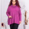 Tunica super maxi tricotata cu guler polo larg-magenta cod 127-1