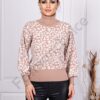 Pulover de dama cu imprimeu leopard-bej/alb cod 3359-4
