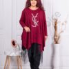 Tunica maxi asimetrica cu aplicatie din pietricele-bordo 39426-1