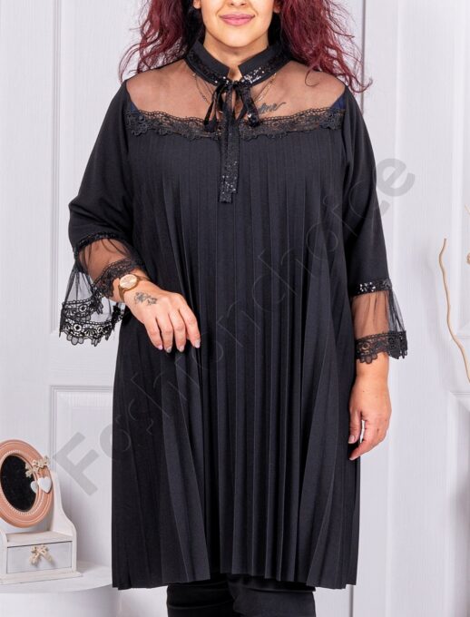 Tunica maxi plisata in combinatie cu dantela si tull 39479