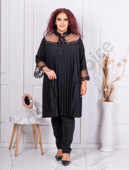 Tunica maxi plisata in combinatie cu dantela si tull 39479