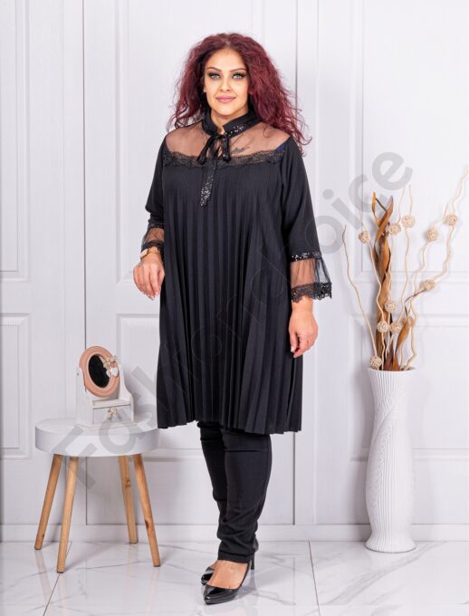 Tunica maxi plisata in combinatie cu dantela si tull 39479