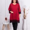 Tunica maxi plisata cu bordur din dantela-bordo 39486-1