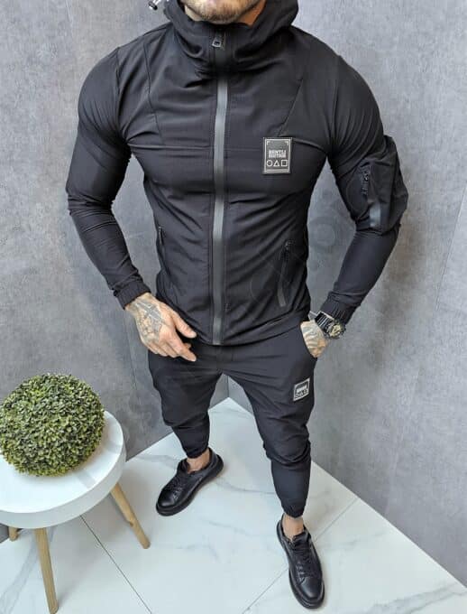 Compleu gros pentru barbati din fas cu gluga-negru cod 241841