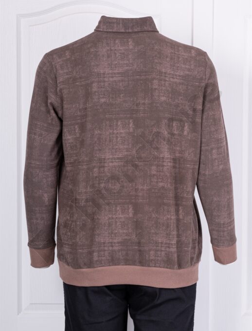 Bluza maxi din material gros cu guler si emblema-cafea cod 24440-1