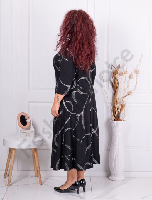 Rochie maxi eleganta cu imprimeu figuri argintii cod К6085-1