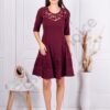 Rochie oficiala cu dantela pe decolteu-bordo cod 2020-1