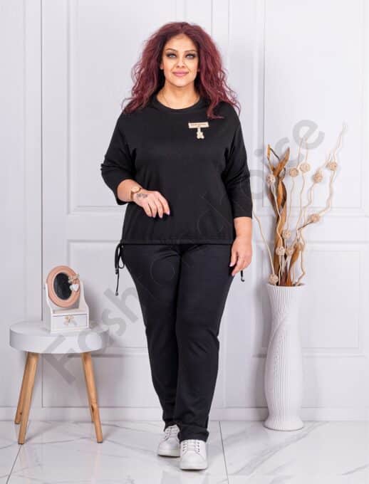 Compleu maxi sport-elegant in culoarea neagra cod 24038