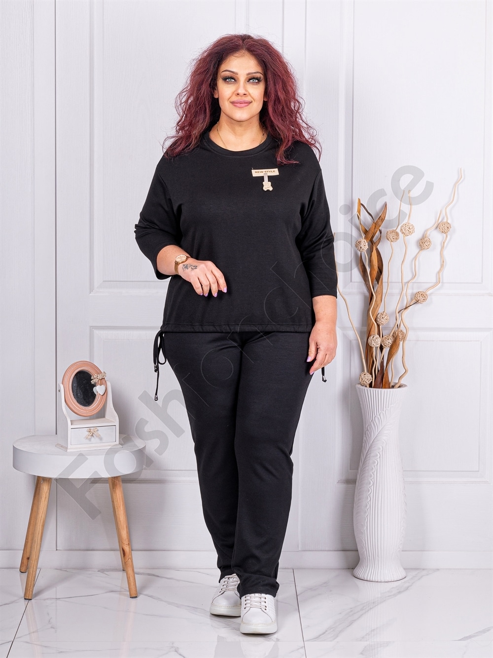 Compleu maxi sport-elegant in culoarea neagra cod 24038