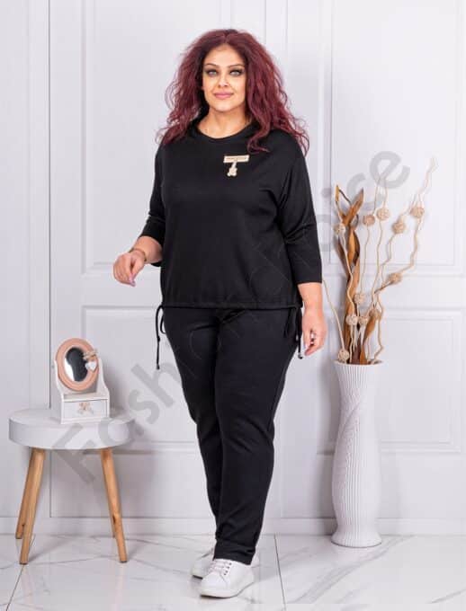 Compleu maxi sport-elegant in culoarea neagra cod 24038